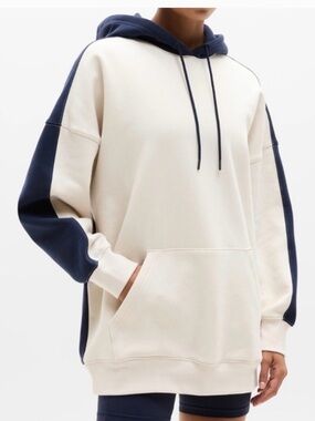 NWT Athleta Forever Fleece Hoodie // Bone Navy